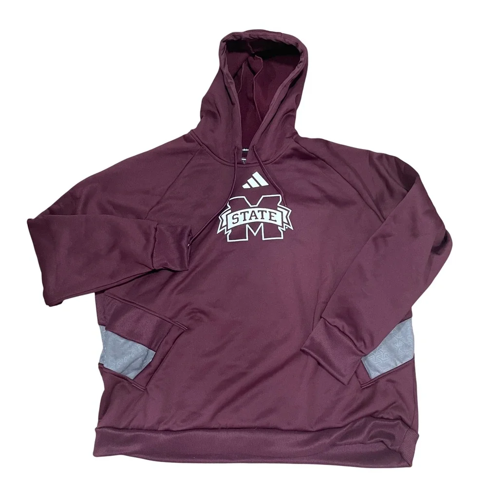 Adidas Mississippi State Bulldogs‎ Maroon Hoodie Pullover Athleisure Size 2XL